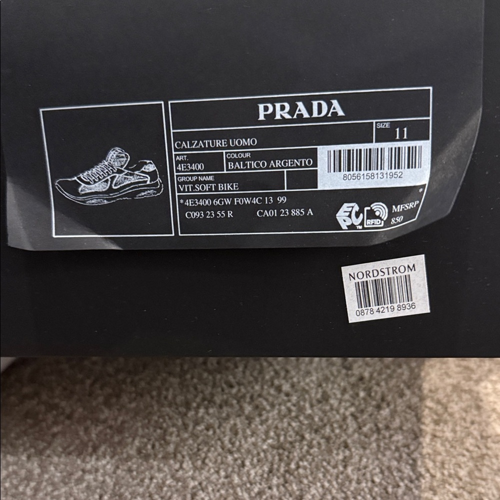Prada Men's Dark Blue and Light Gray America’s Cup Soft Bike Low Top - Picture 2 of 13